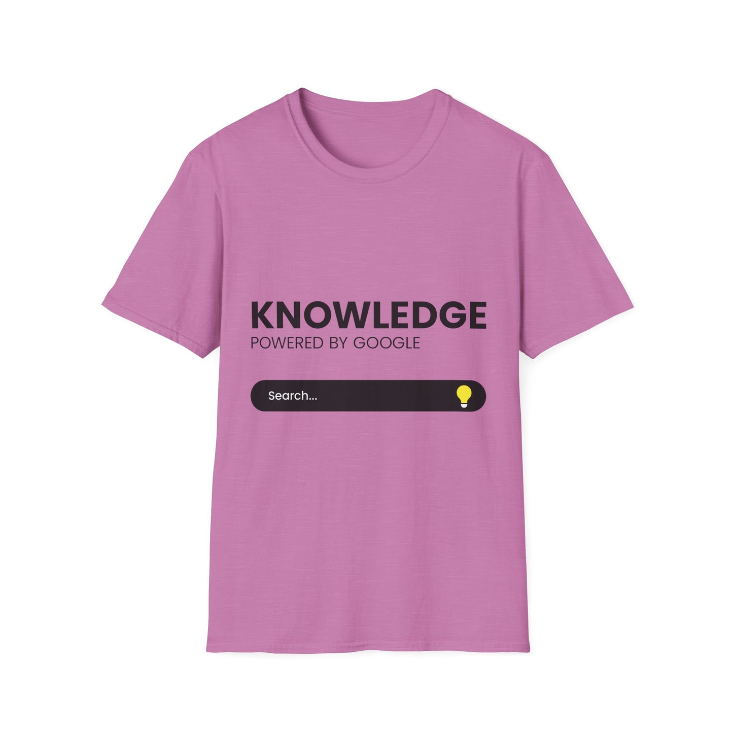 Knowledge Powered by Google Unisex Softstyle T-Shirt - Fun, Educational Graphic Tee for Tech Enthusiasts