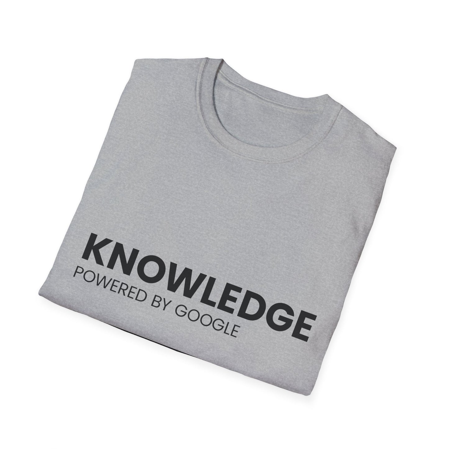 Knowledge Powered by Google Unisex Softstyle T-Shirt - Fun, Educational Graphic Tee for Tech Enthusiasts