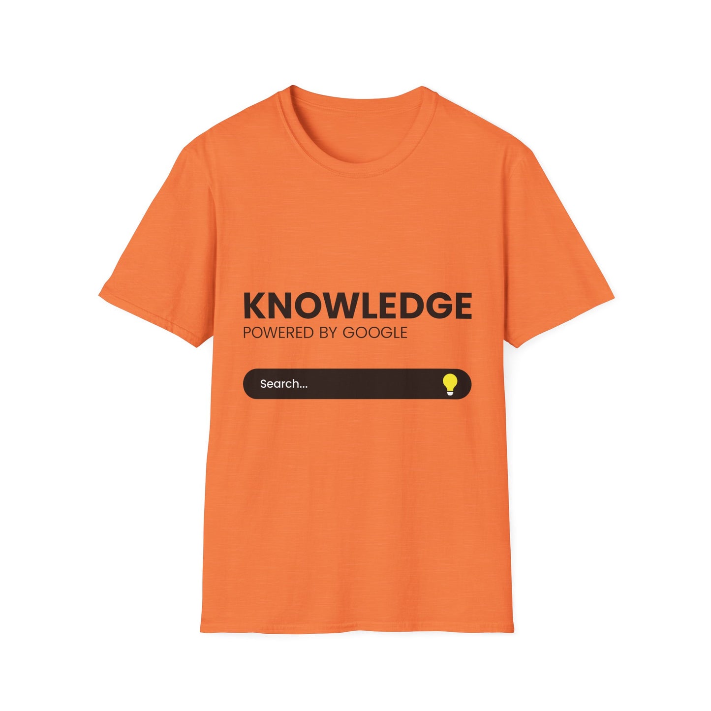 Knowledge Powered by Google Unisex Softstyle T-Shirt - Fun, Educational Graphic Tee for Tech Enthusiasts