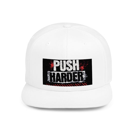 Push Harder Flat Bill Snapback Hat – Motivational Sports Cap for Fitness Enthusiasts