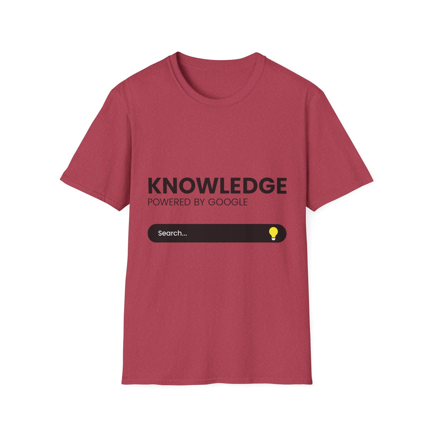 Knowledge Powered by Google Unisex Softstyle T-Shirt - Fun, Educational Graphic Tee for Tech Enthusiasts