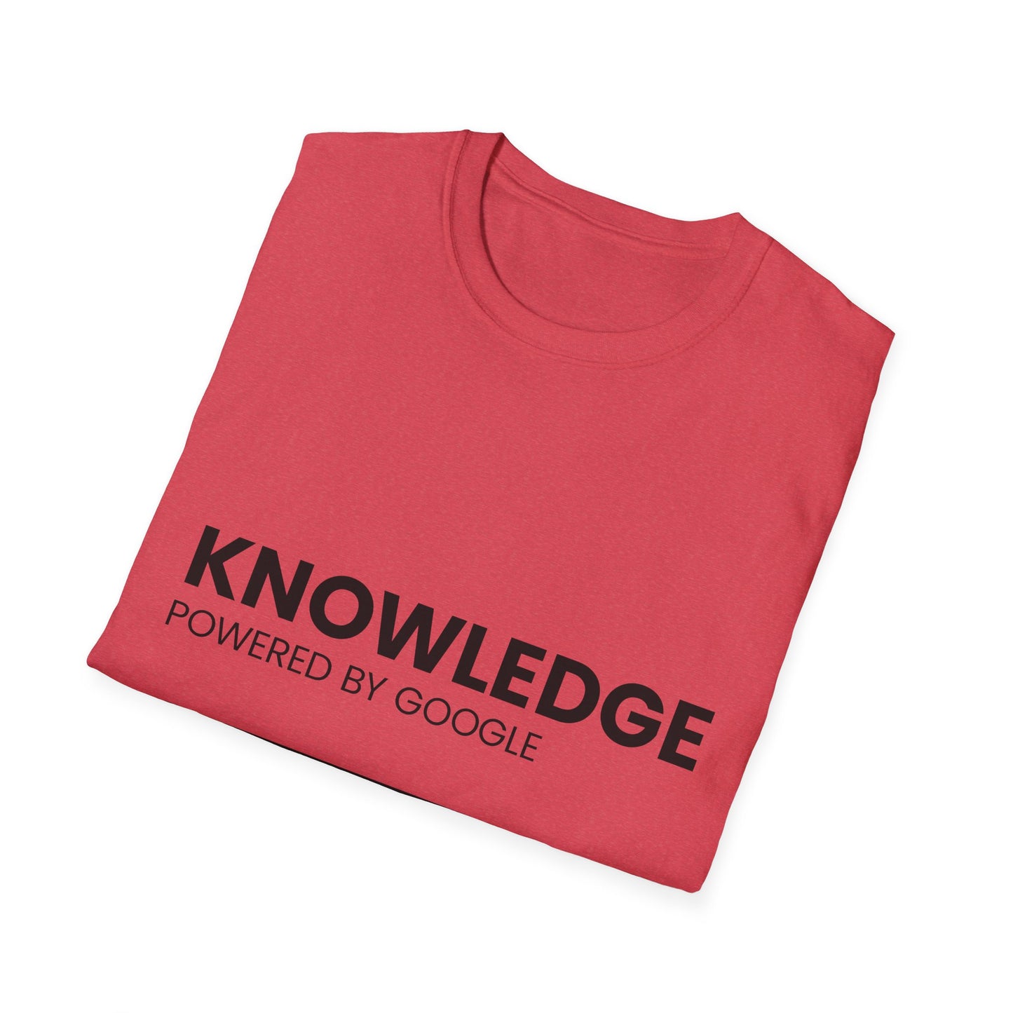 Knowledge Powered by Google Unisex Softstyle T-Shirt - Fun, Educational Graphic Tee for Tech Enthusiasts