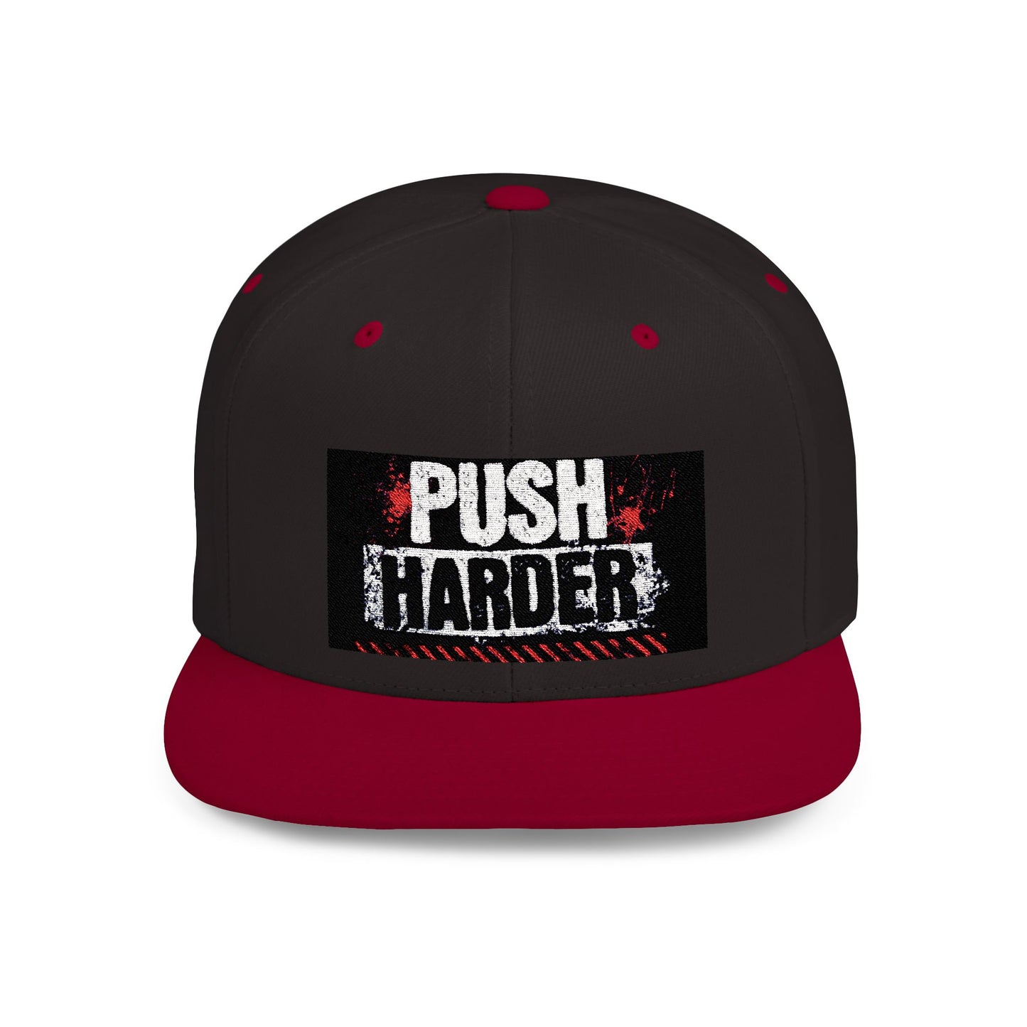 Push Harder Flat Bill Snapback Hat – Motivational Sports Cap for Fitness Enthusiasts