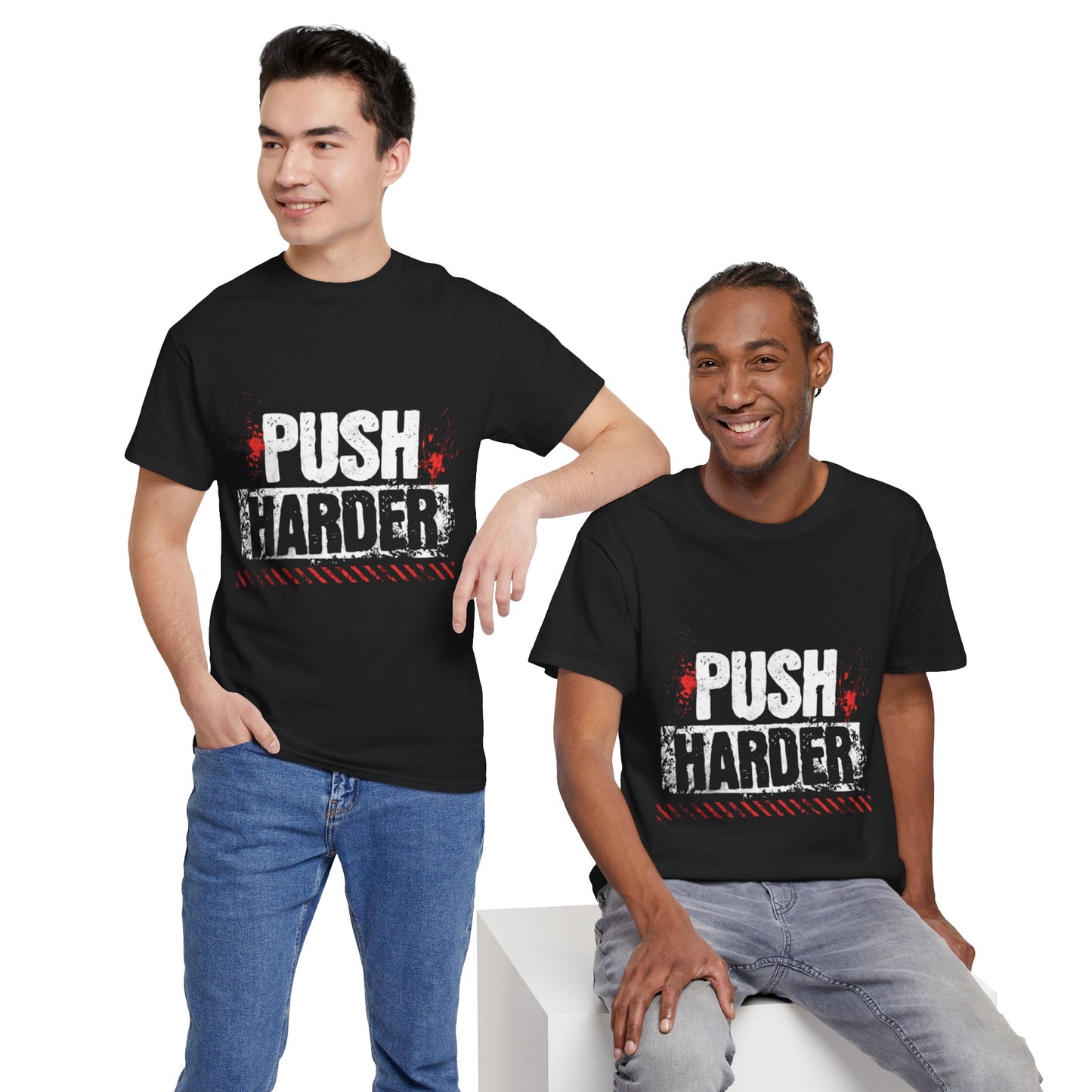 Motivational Fitness Tee - 'Push Harder' Unisex Heavy Cotton T-Shirt