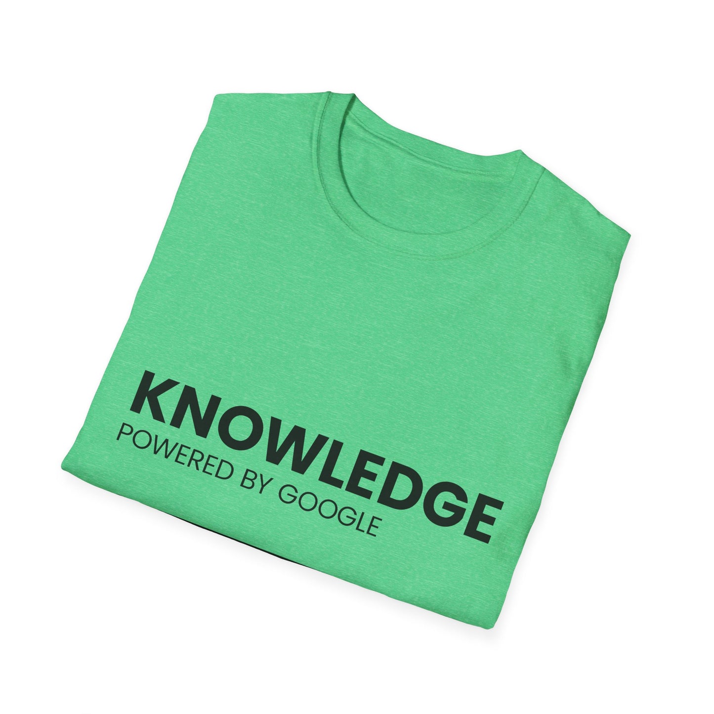 Knowledge Powered by Google Unisex Softstyle T-Shirt - Fun, Educational Graphic Tee for Tech Enthusiasts