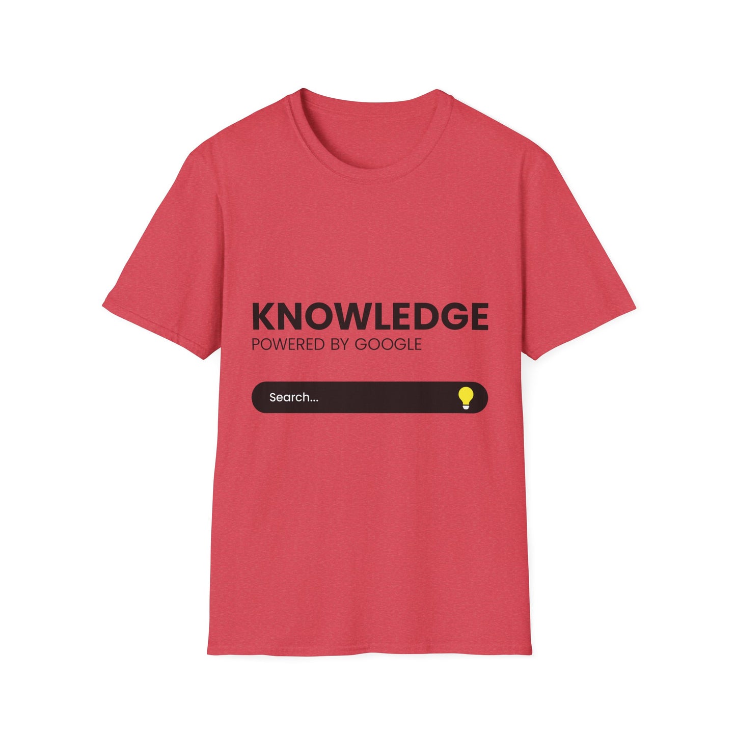 Knowledge Powered by Google Unisex Softstyle T-Shirt - Fun, Educational Graphic Tee for Tech Enthusiasts