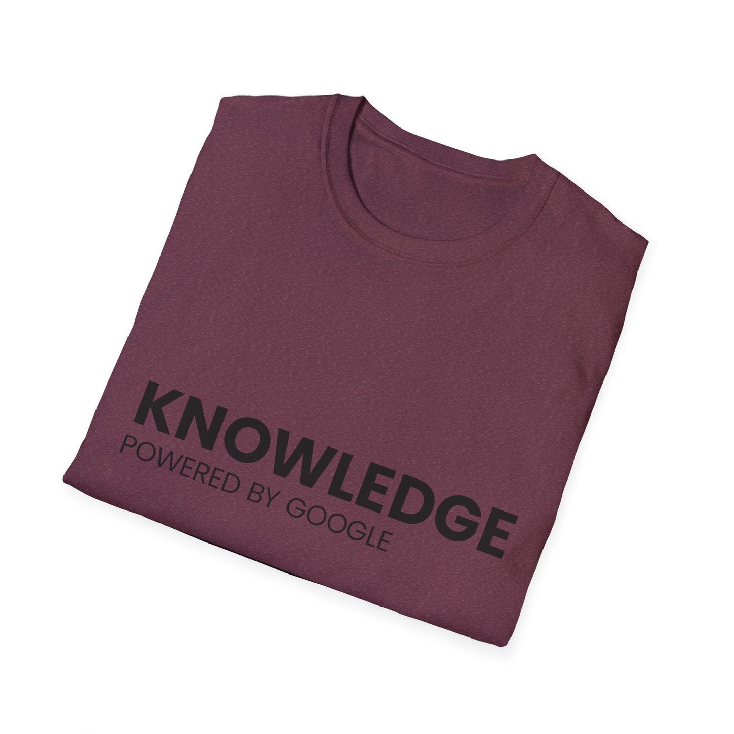 Knowledge Powered by Google Unisex Softstyle T-Shirt - Fun, Educational Graphic Tee for Tech Enthusiasts