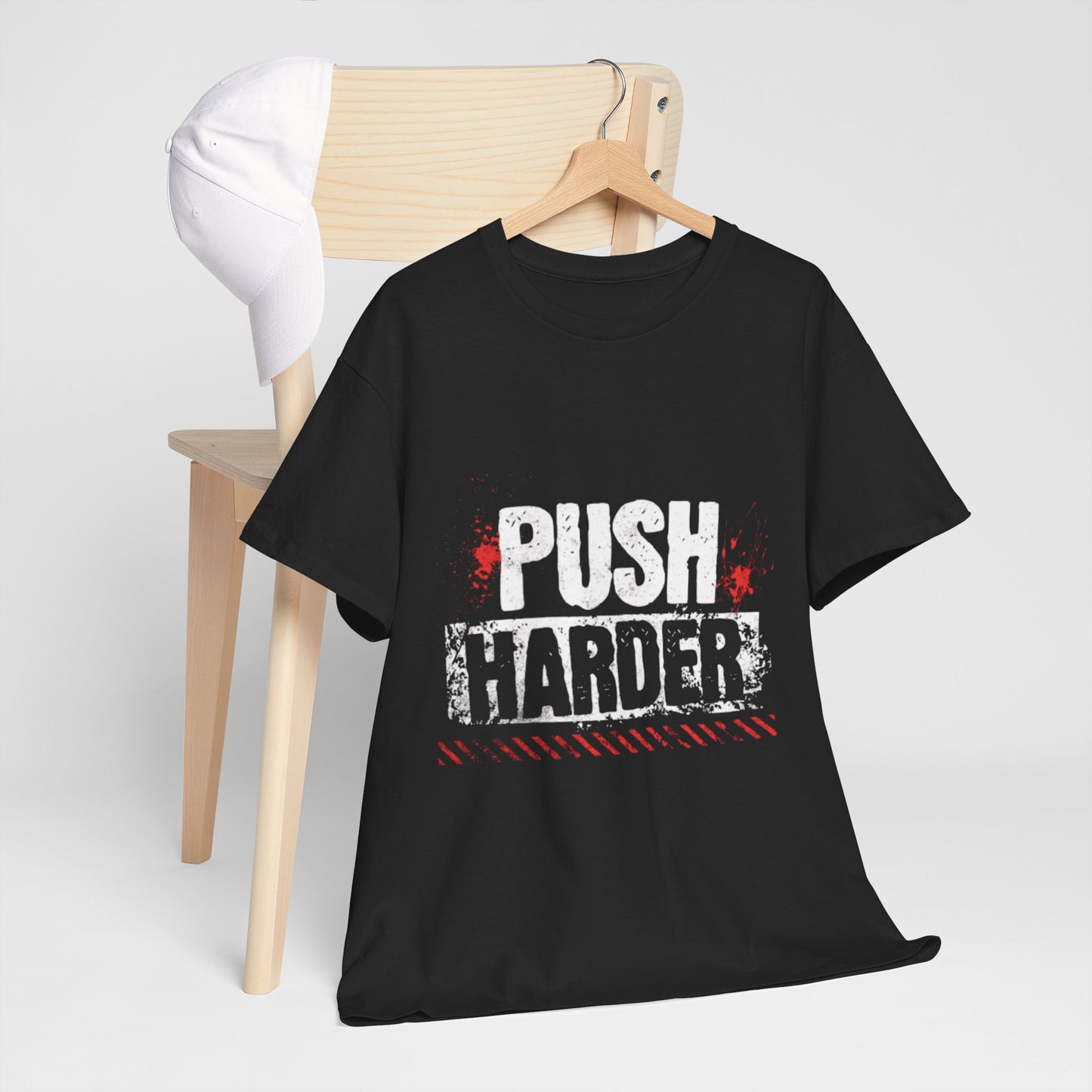 Motivational Fitness Tee - 'Push Harder' Unisex Heavy Cotton T-Shirt