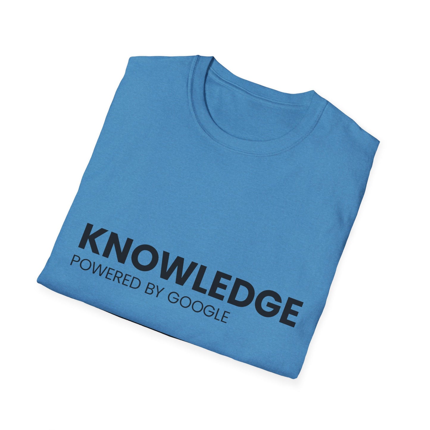 Knowledge Powered by Google Unisex Softstyle T-Shirt - Fun, Educational Graphic Tee for Tech Enthusiasts