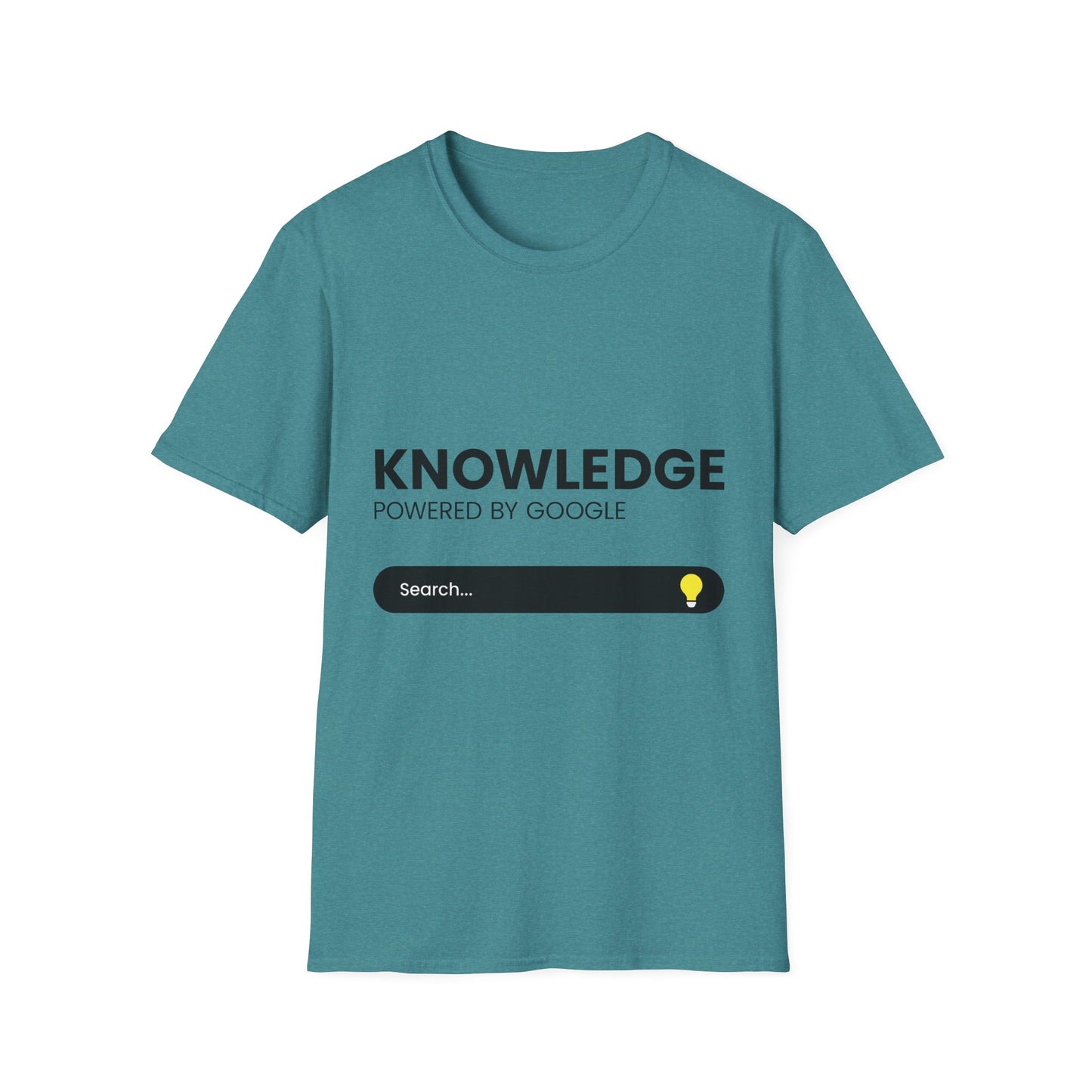 Knowledge Powered by Google Unisex Softstyle T-Shirt - Fun, Educational Graphic Tee for Tech Enthusiasts