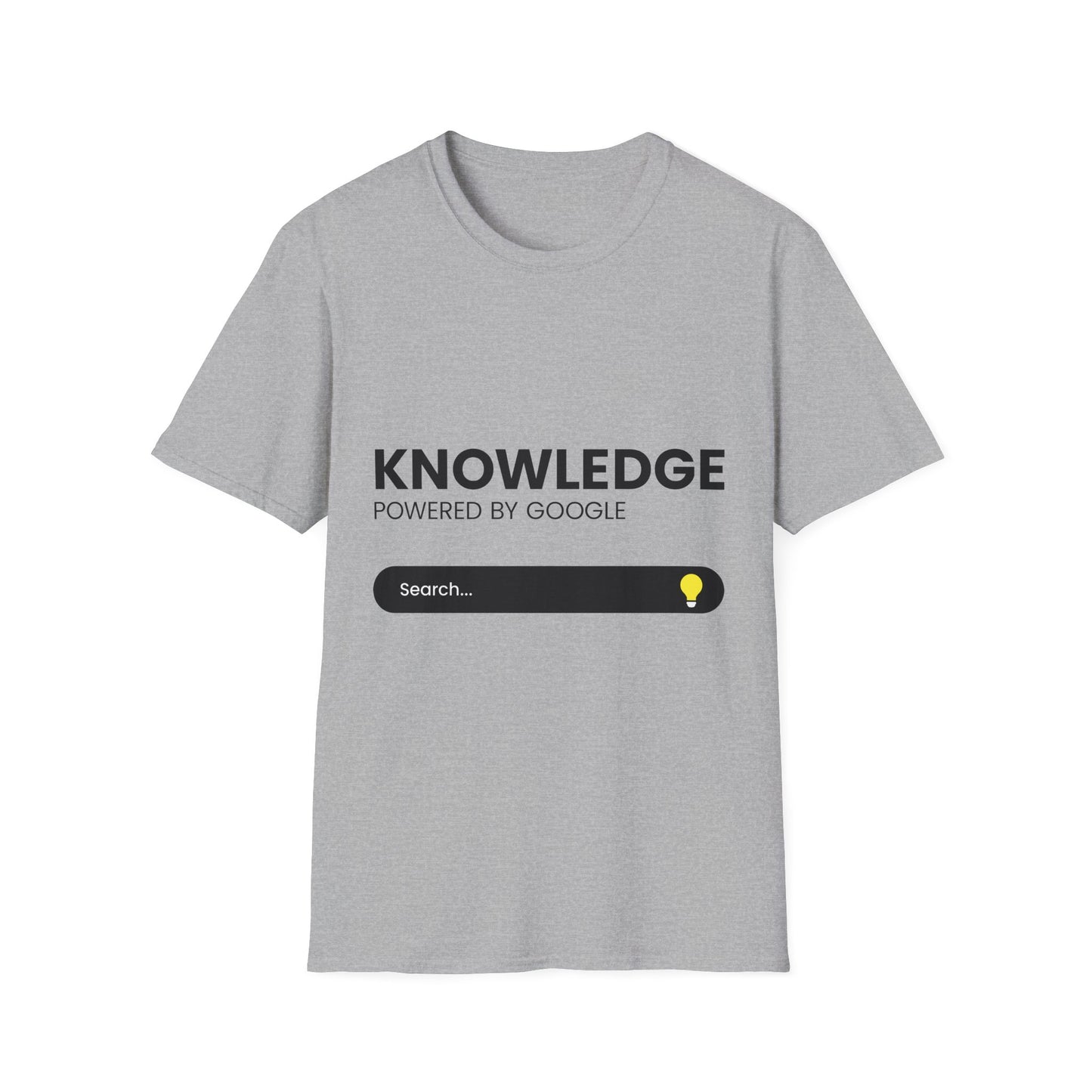 Knowledge Powered by Google Unisex Softstyle T-Shirt - Fun, Educational Graphic Tee for Tech Enthusiasts